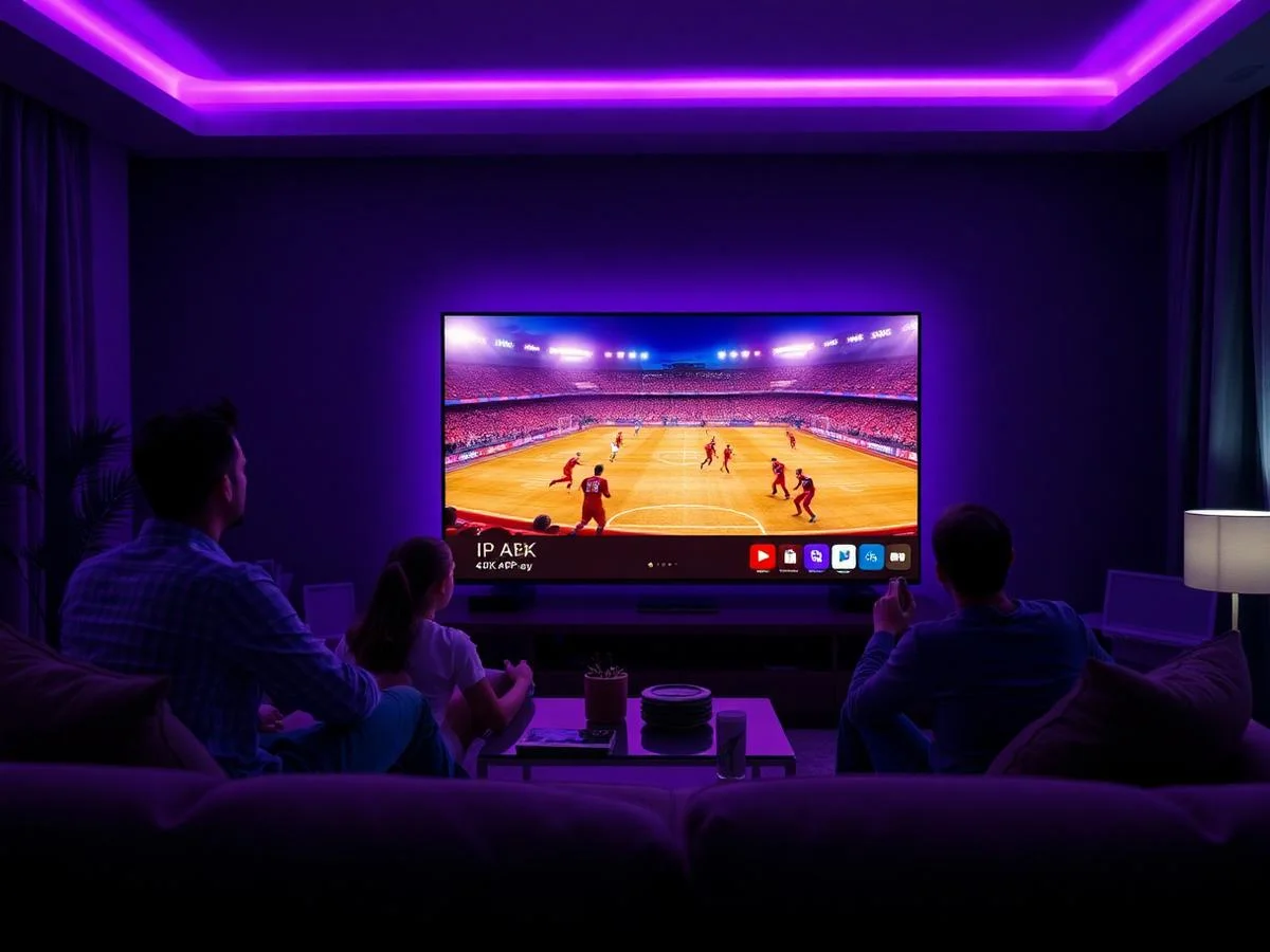Família assistindo futebol pelo Lazer Play IPTV em 4K